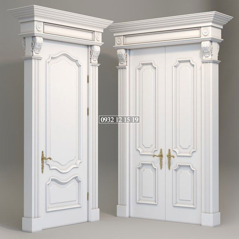 Thiết kế cửa gỗ sơn trắng đẹp loại 1 cánh và 2 cánh